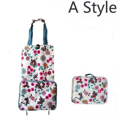 A Style Small floral Портативная женская сумка для покупок, большая покупка, сумки на колесиках для овощей, складные сумки для покупок - Цвет: A Style Small floral