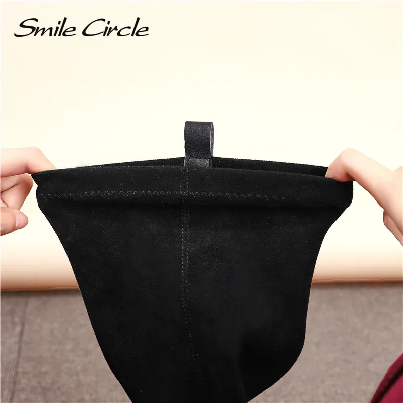 Женские замшевые сапоги ботфорты Smile Circle эластичные высокие на плоской платформе