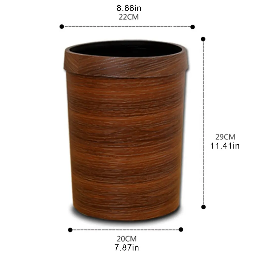 

Retro Wood Grain Classification Trash Bin Pressing Ring Plastic Trash Can Wood Grain Garbage Bin Without Lid