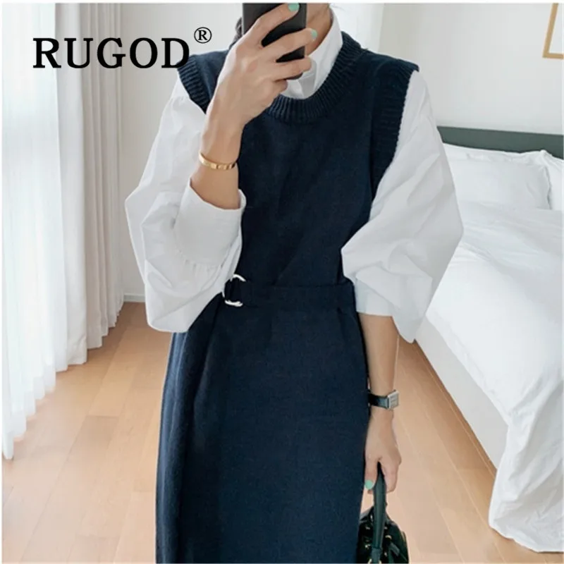 RUGOD 2020 новинка Женский Длинный трикотажный жилет с круглым вырезом без рукавов