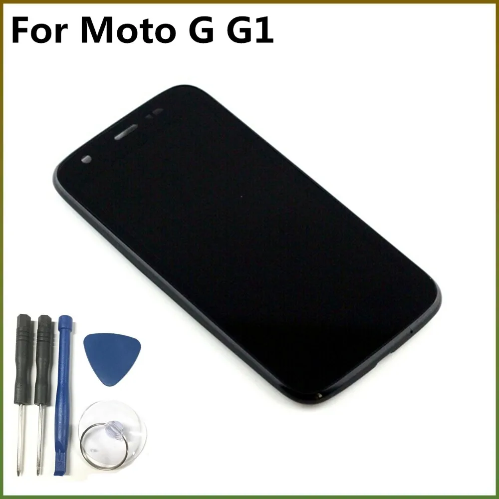 10 шт./лот для Moto G G1 жк-дисплей с кодирующий преобразователь сенсорного экрана в сборе с рамкой для Motorola Moto G G1 XT1032 XT1033