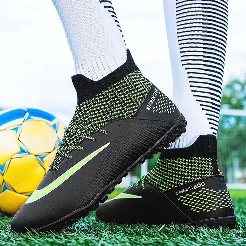 Orange Professional Football Boots Men Soccer Shoes Anti-slip Sneakers Men Outdoor Sport Socks Soccer Cleats Man botas de futbol