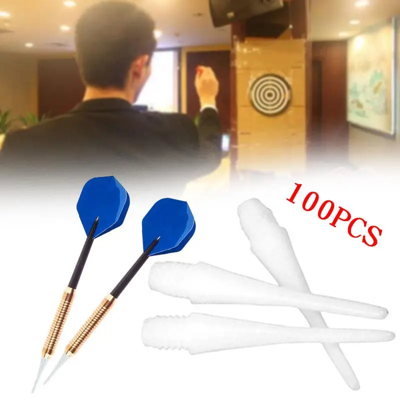 

White Tips Replacement Soft Dart 100Pcs Plastic Set Points Durable Thread Parts
