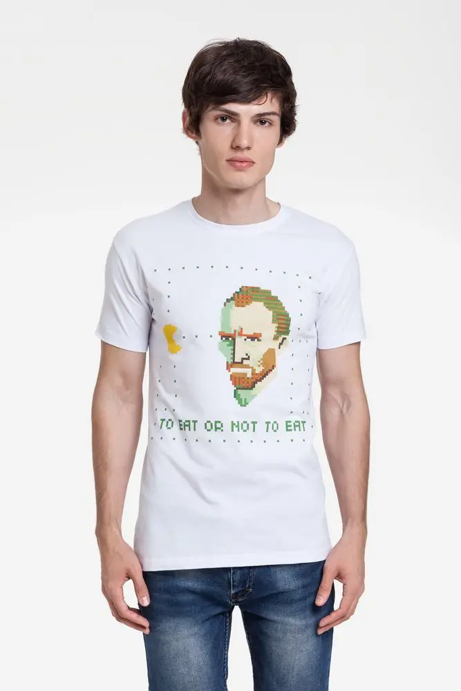 Футболка Ван-Пакман белая Принтэссенция хлопок классическая футболка для папы. |