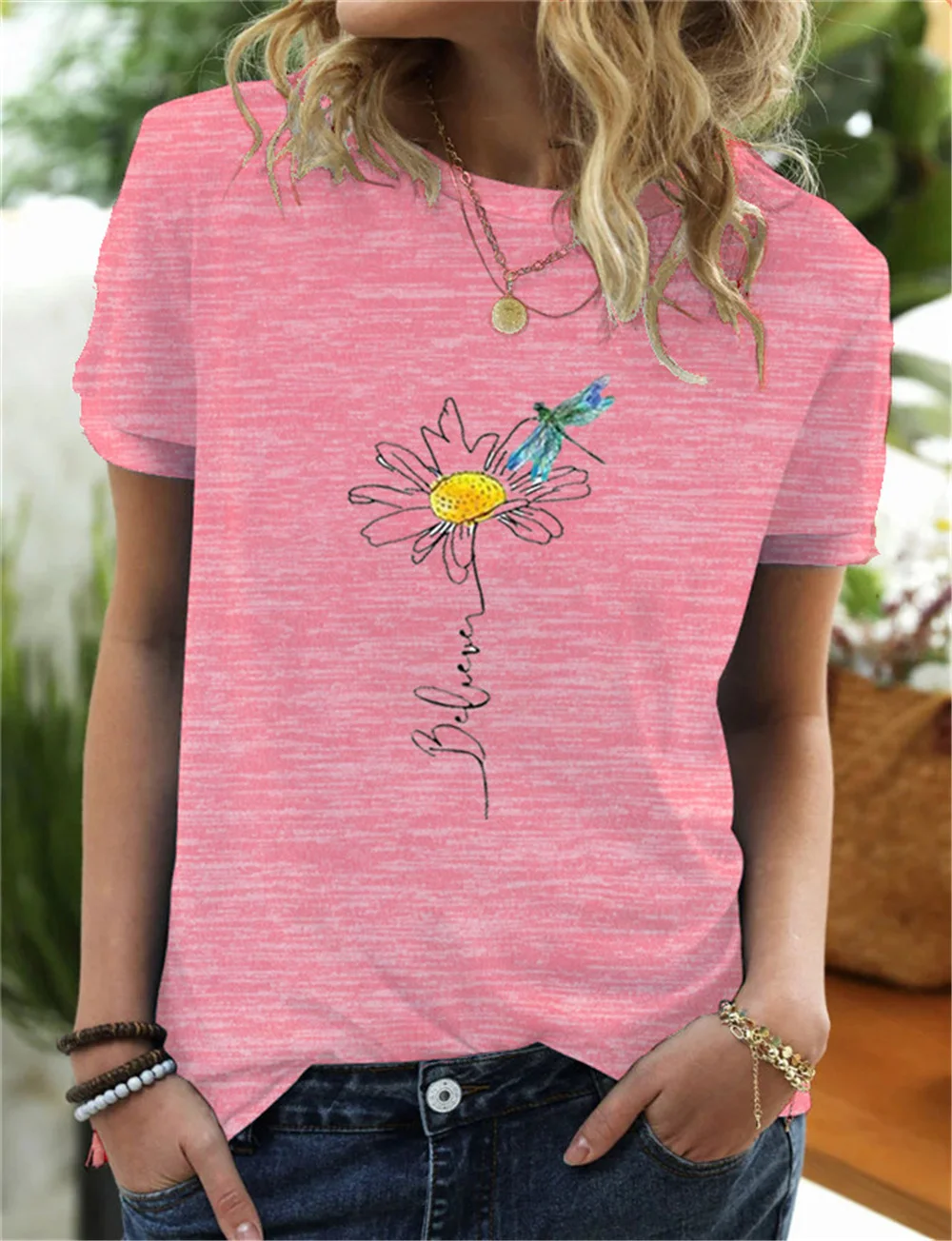 

Daisy Sunflower Dragonfly T Shirt Women Short Sleeve Tshirts Women O-neck Loose Tee Shirt Femme Camisetas Mujer Top