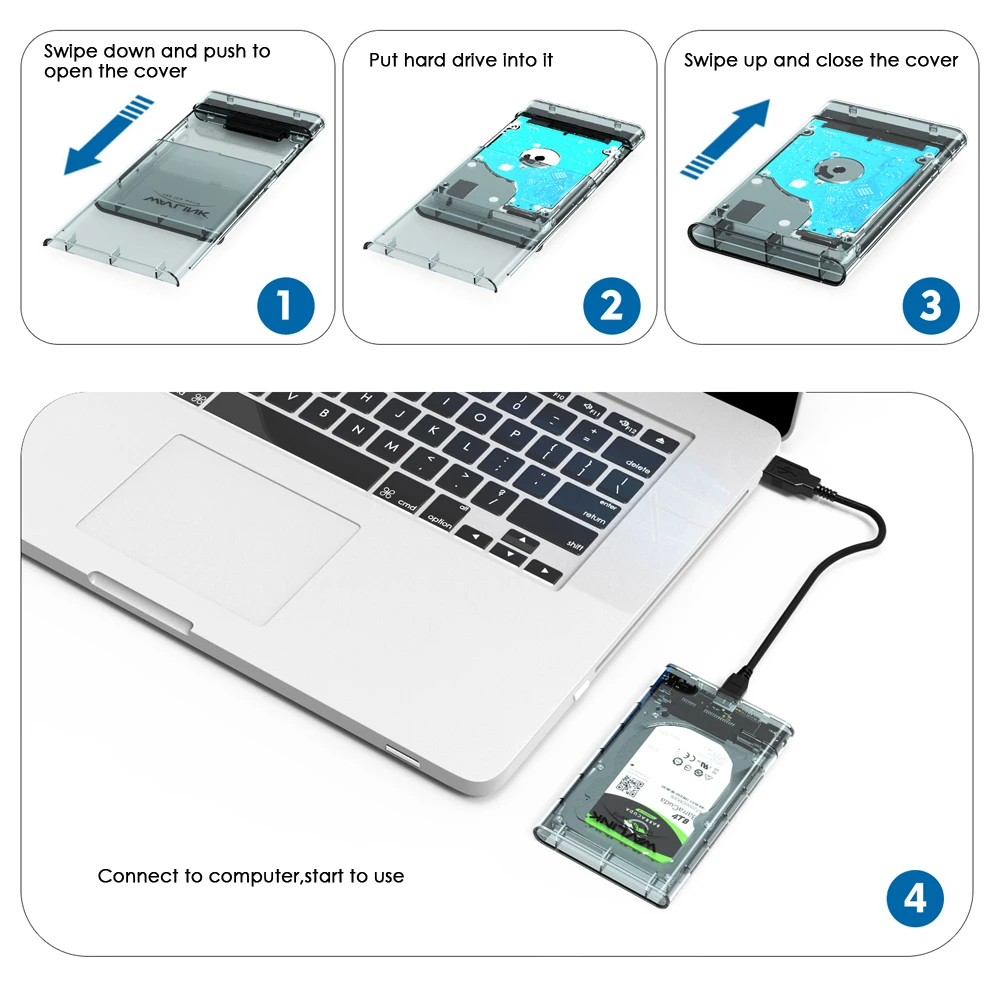 Wavlink HDD чехол 2 5 SATA для USB 3 0 адаптер жесткий диск Корпус &quotSSD коробка внешний
