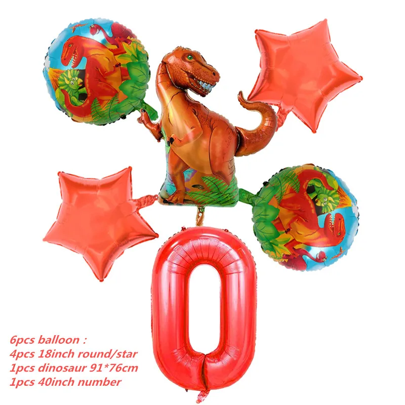 6pcs ballon 6 и 5 шт. большой динозавр фольги шарики, День подарков будущей матери день рождения Юрского мира украшения воздушный шар в форме животного дети подарок Globos - Цвет: 6pcs ballon