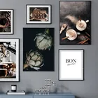 Кухонное украшение, коричневые холст, принты кофе и постеры, Черничный пирог, настенное искусство для десерта, фотография стены