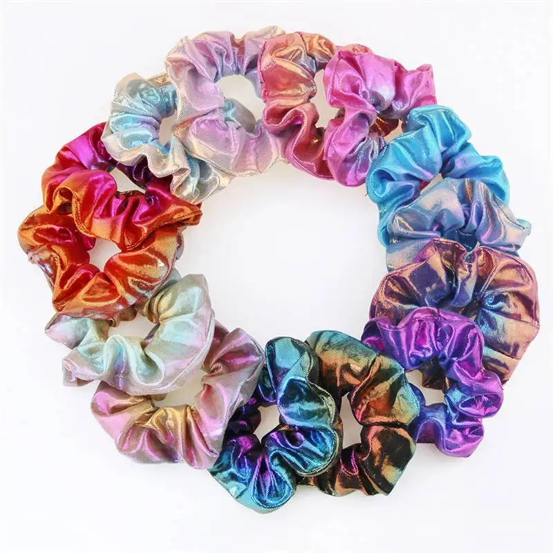 Popular Metal rainbow fabric hairband stamping laser large coil head flower