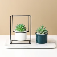 creative swing ceramic planter flower pot with metal swing decorative succulents plants pot mini bonsai home table decoration