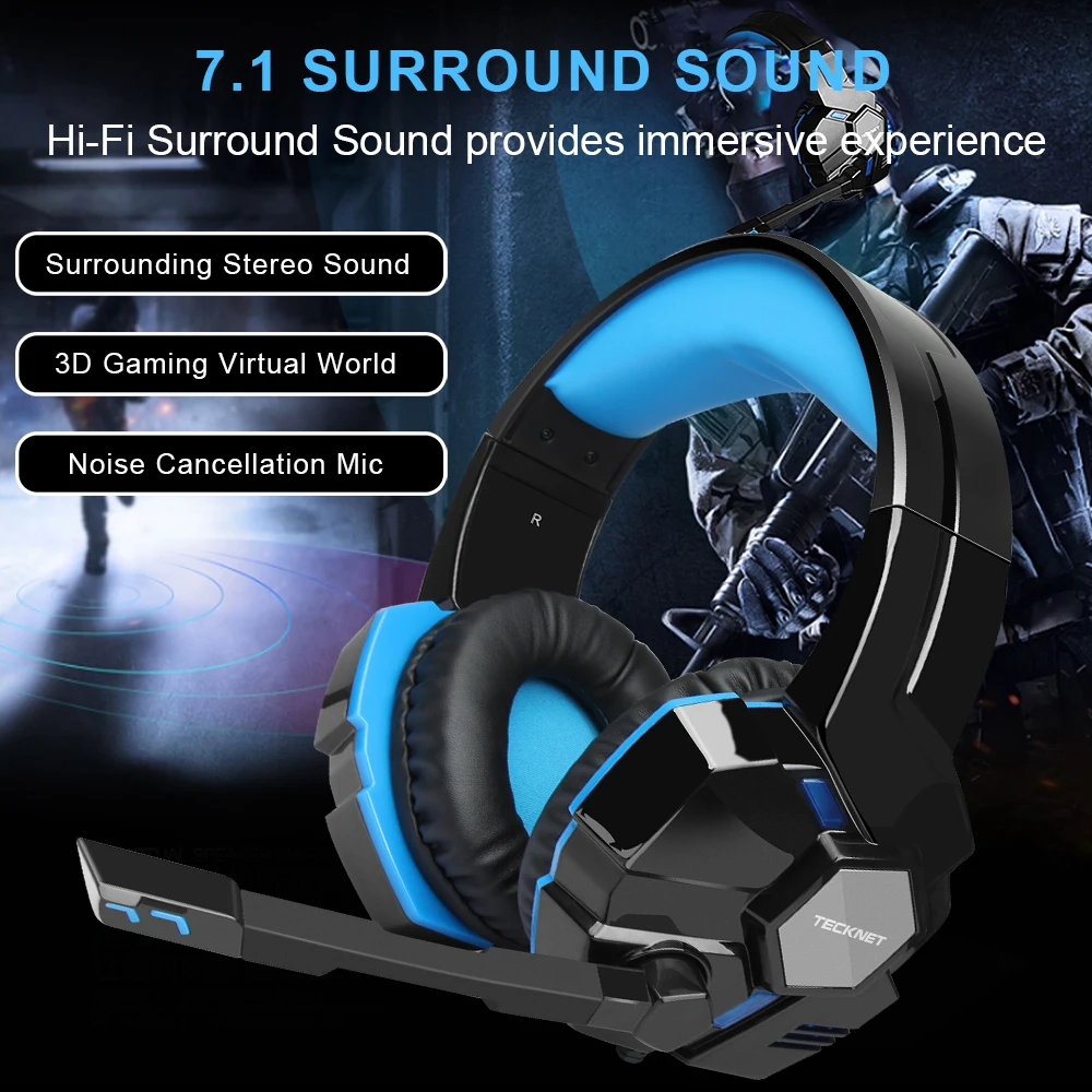 TeckNet игровая гарнитура наушники 3dstereo звук проводные с микрофоном для PS4 телефон
