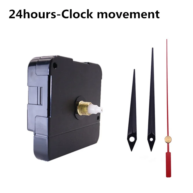 Reloj de pared con movimiento de 24 horas, manecillas de reloj de pared creativas de 10 y 12 pulgadas con manecillas de metal, reloj de cuarzo, accesorios de repuesto