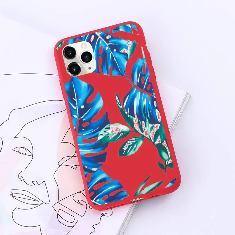 

Retro Floral Leaf Phone Case Candy Color for iPhone 11 12 pro XS MAX 8 7 6 6S Plus X SE 2020 XR