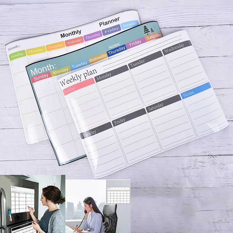 

1PC Magnetic Weekly Planner Fridge Board - Notice Memo Pad Meal notebook Whiteboard Meal Planner