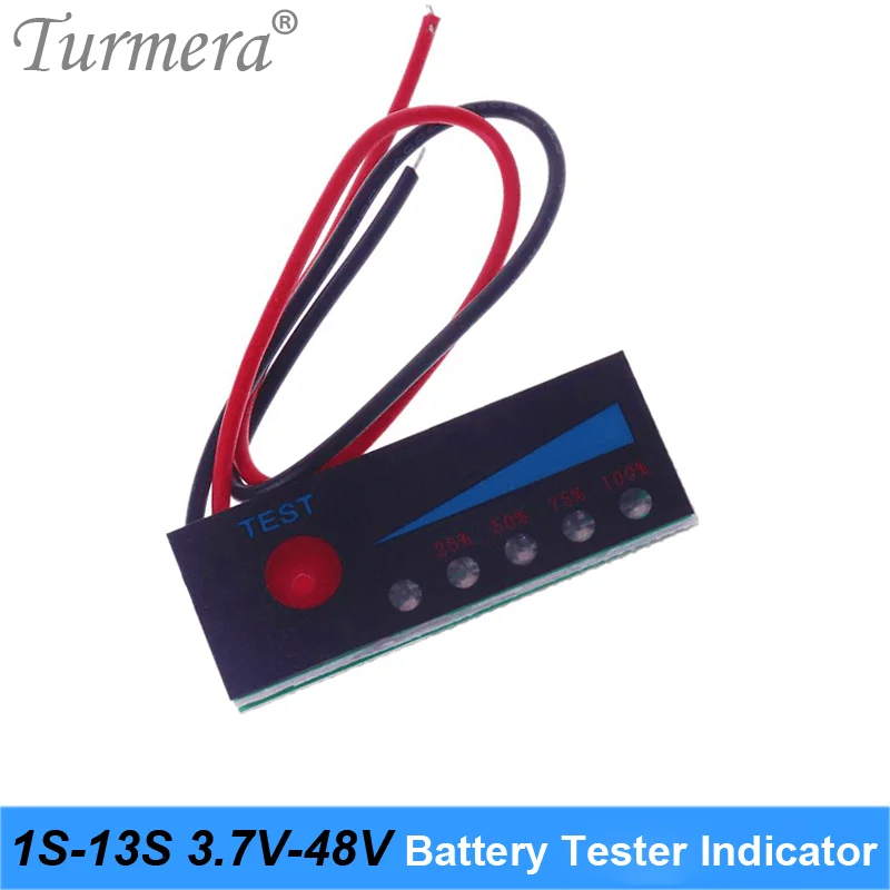 1S-13S Battery Tester Capacity Indicator 4.2V 8.4V 12V 16.8V 18V 24V 25V 36V 48V for Screwdriver Battery and E-bike Use Turmera