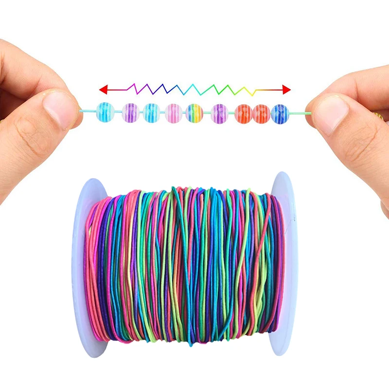 

100m Elastic Cord Beading Cord Thread Stretch String Rainbow Colour Cord Fabric Crafting String Cord for Necklace Bracelet Craft