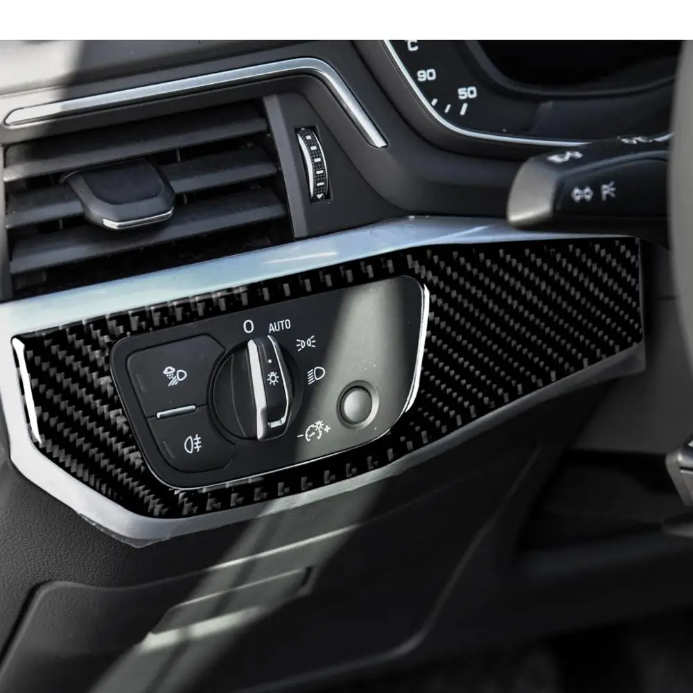 

Наклейка из углеродного волокна на панель переключателя фар для Audi A4 B9 17-20, декор для центральной консоли автомобиля, аксессуары для интерье...