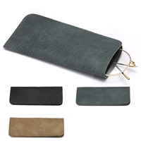 hot sell simple style reading glasses case handmade sunglasses eyeglasses soft pouch for men small pu leather glasses bag