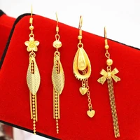 fashion flower tassel drop earrings for women vintage 18k gold jewelry modern party wedding bridal accessories trendy dangle