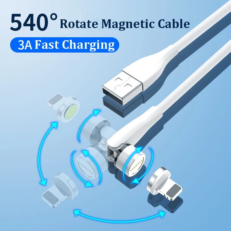 540 градусов вращающийся магнитный кабель Micro USB Type C для быстрой зарядки Huawei Honor 30 V30