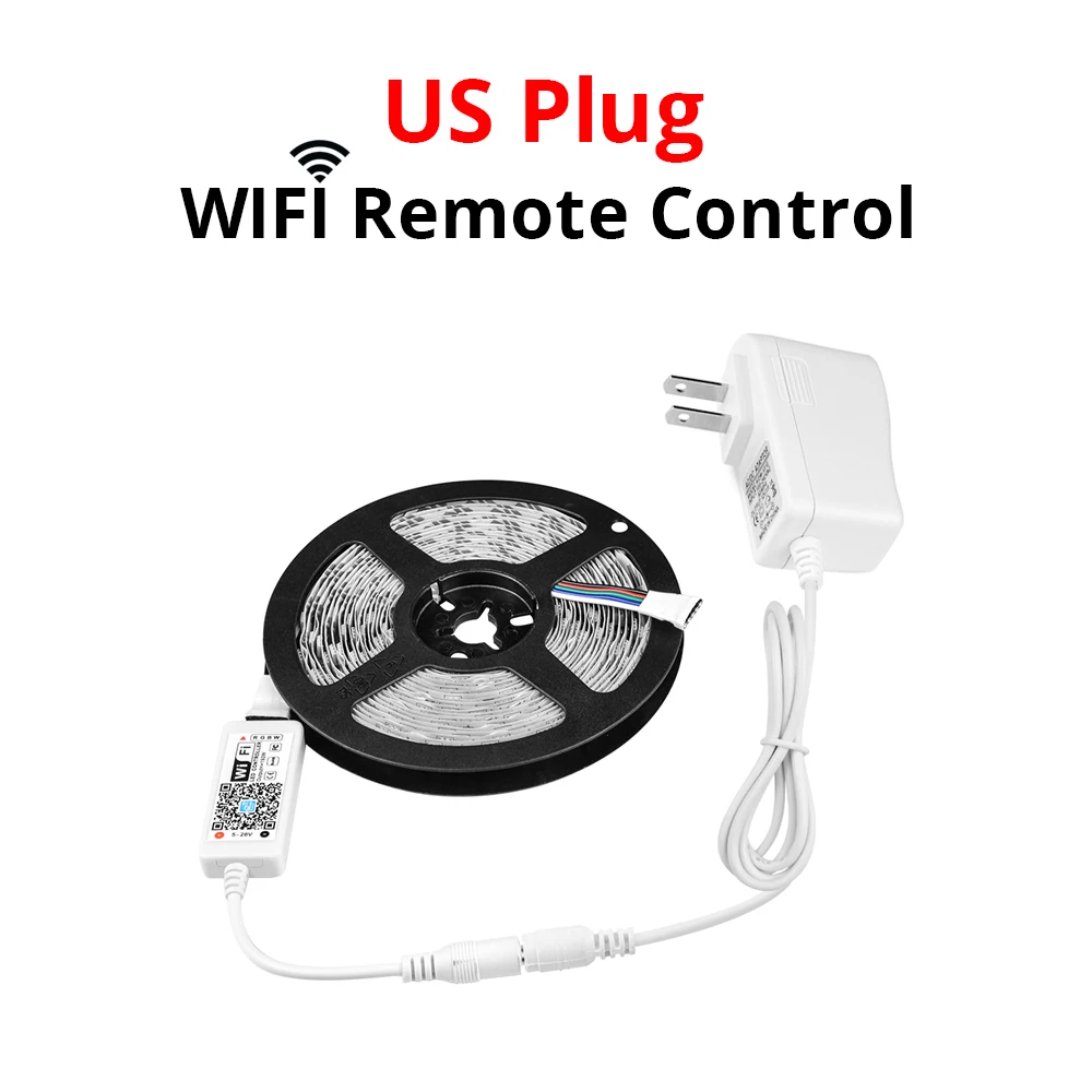 WIFI US Plug 12 В RGB RGBW rgbww Wifi Светодиодная лента 5050 60 Светодиодный s/M Гибкая лампа лента с адаптером 12 В Комплект для домашнего освещения - Испускаемый цвет: WIFI US Plug