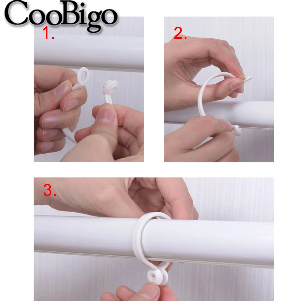 50pcs Curtain Ring Clip Glide Hanging Loop Hook Buckle Openable for Drapery Rod Bath Shower Window Blind Hanger Plastic 38mm | Дом и сад