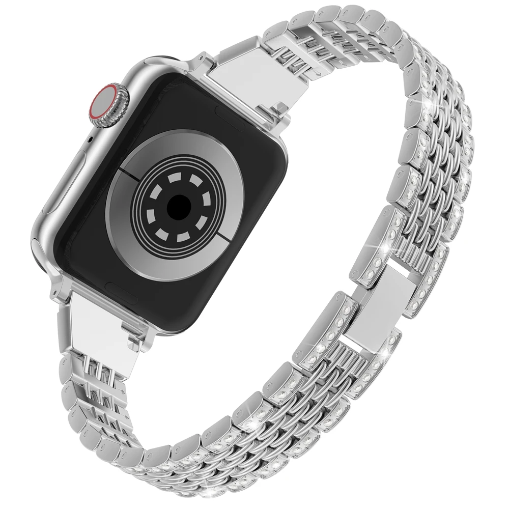 Металлический Блестящий ювелирный ремень для Apple Watch ремешок 5 38 мм 42 женский