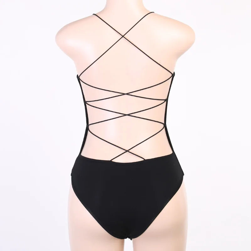 

BOOFEENAA Sexy Laced Bandage Open Back Bodysuits Black White Backless Cami Body Suits for Women Clothes Summer Tops C69-BC13