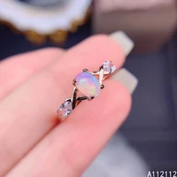 fine jewelry 925 sterling silver inlaid with natural gem womens classic vintage simple white opal adjustable ring support detec