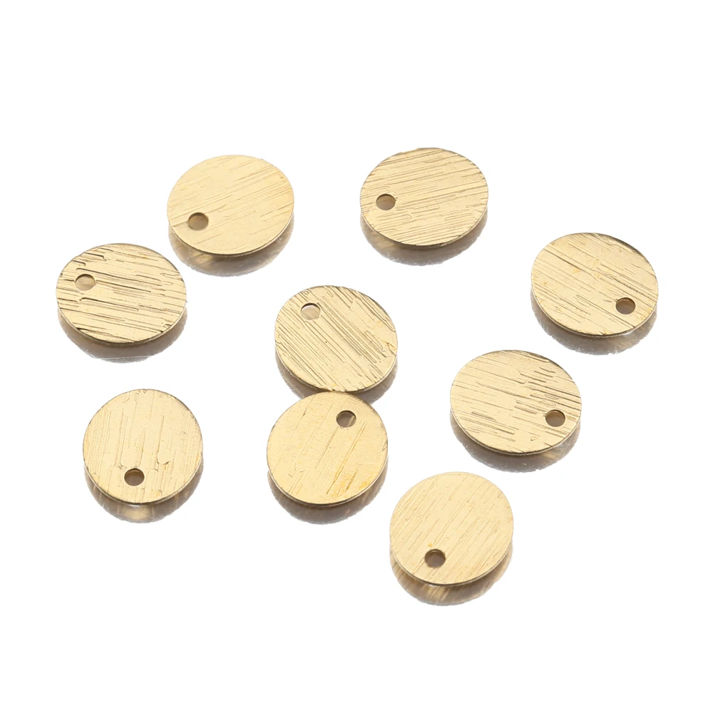 50pcs/Lot Brass Textured Design Oval Discs Charms Sun Pendant Tags Wholesale For Diy Earrings Bracelet Necklace Jewelry Making