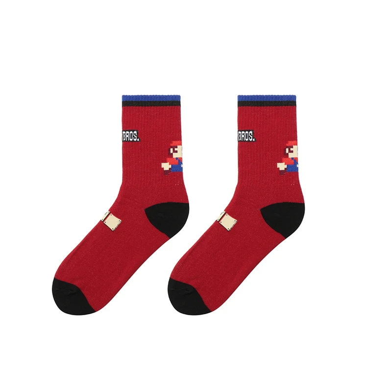 1 Брендовые хлопковые мужские носки с героями мультфильмов; модные носки из чесаного хлопка с героями мультфильмов; носки для игры в аниме; Новинка; забавные носки для скейтборда - Цвет: 1