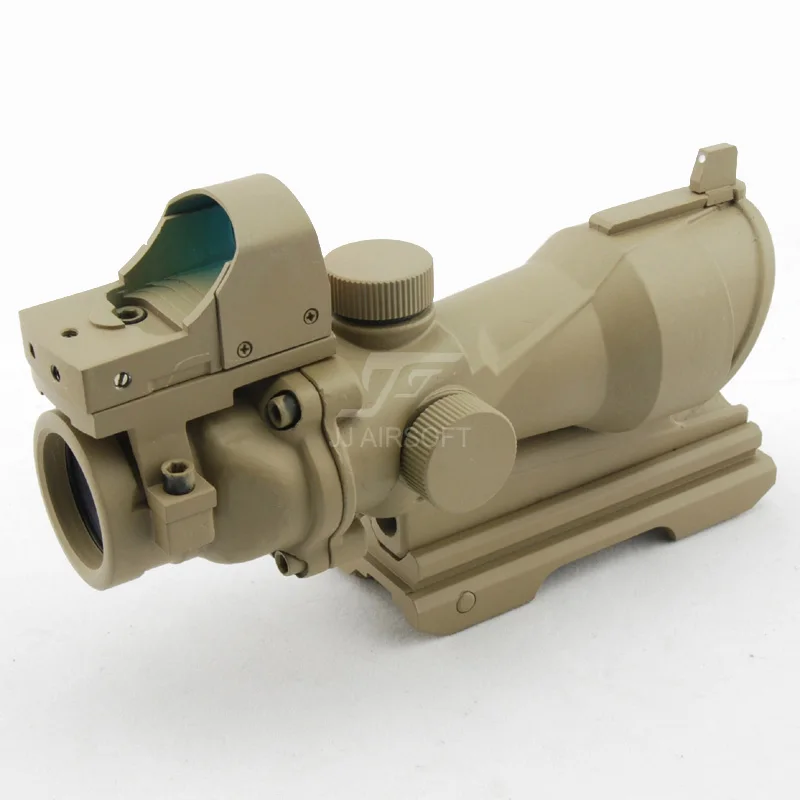 Прицел JJ AIRSOFT в стиле ACOG с мини-красным точечным датчиком Docter и креплением QD