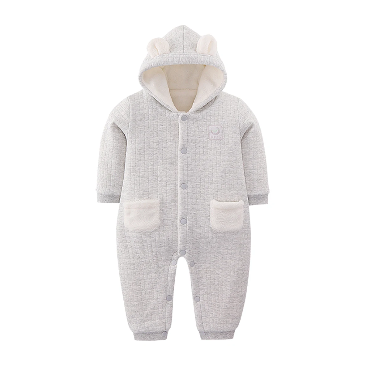 

Infant Cotton Air Layer Clip Hooded Romper/Dual-Purpose Crotch
