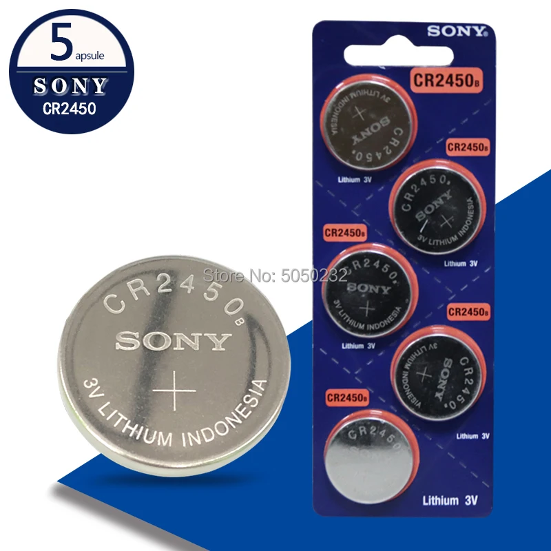 Оригинальные кнопочные аккумуляторы Sony CR2450 5 шт. KCR2450 5029LC LM2450 литиевая батарея для