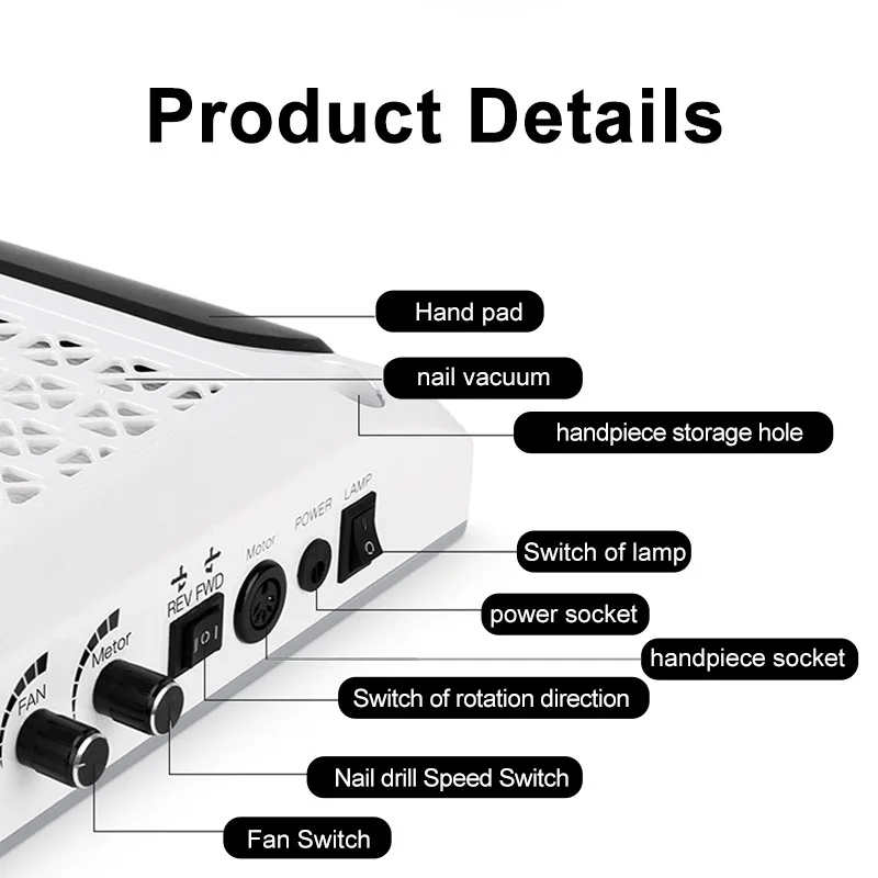 Пылесос 4 в 1 для маникюрных дрелей мощное освещение лампа маникюра инструменты