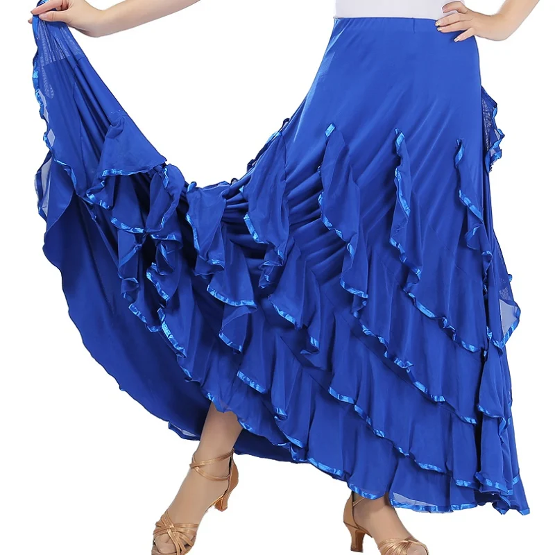 

Modern Dance Skirt Ballroom Dance Big Swing Skirt Fashion Solid Color Pleated Skirt Waltz Dance Ballroom Women Dance Dress