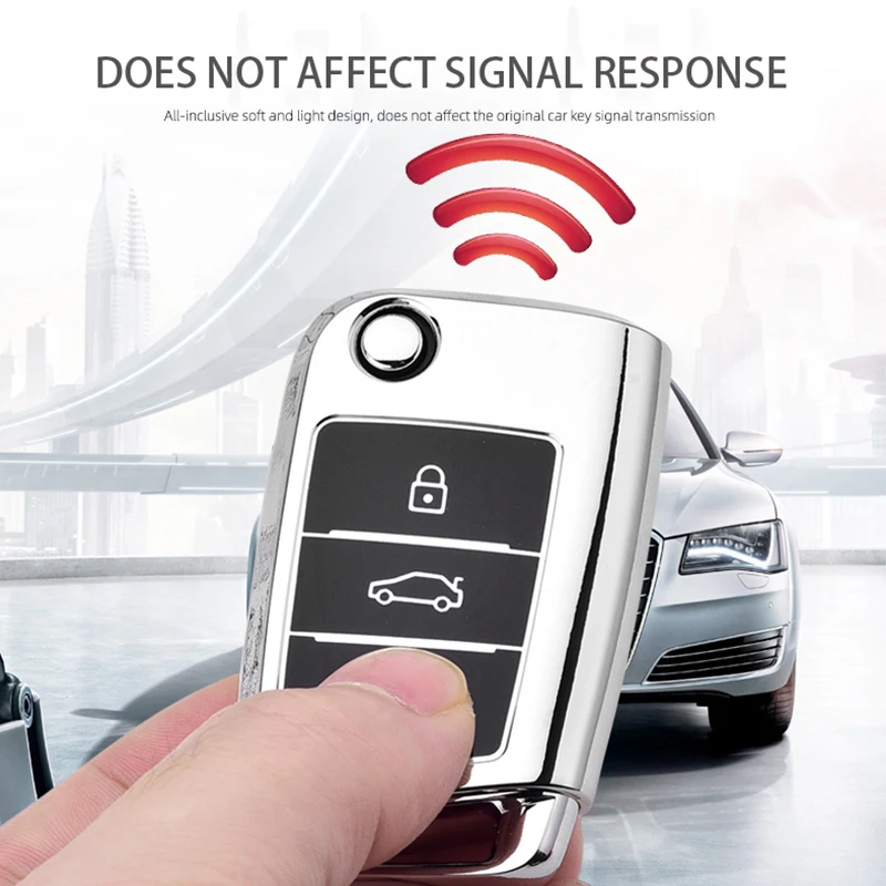 Новинка мягкий ТПУ чехол для автомобильного ключа с 3 кнопками Volkswagen VW Golf 7 mk7 Seat