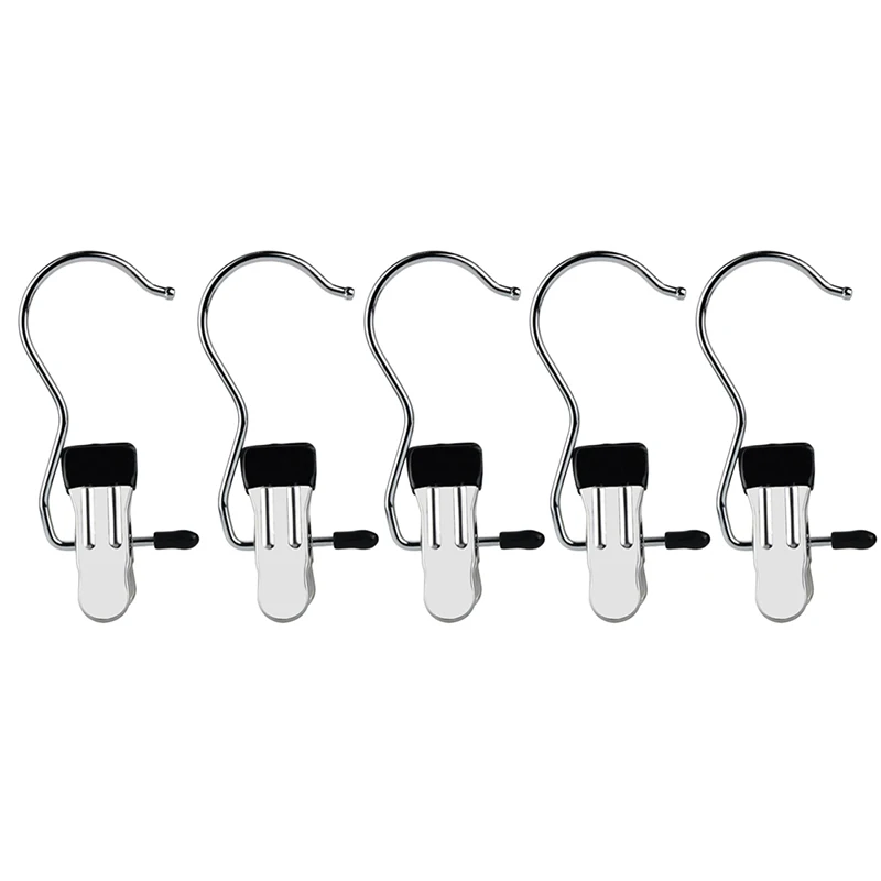 5pcs/set Clothes Hanger Hooks Laundry Stainelss Steel Rack Bag Boot JK0911 Pin Holder Rails Mini Shoes Clip P2J8 | Дом и сад