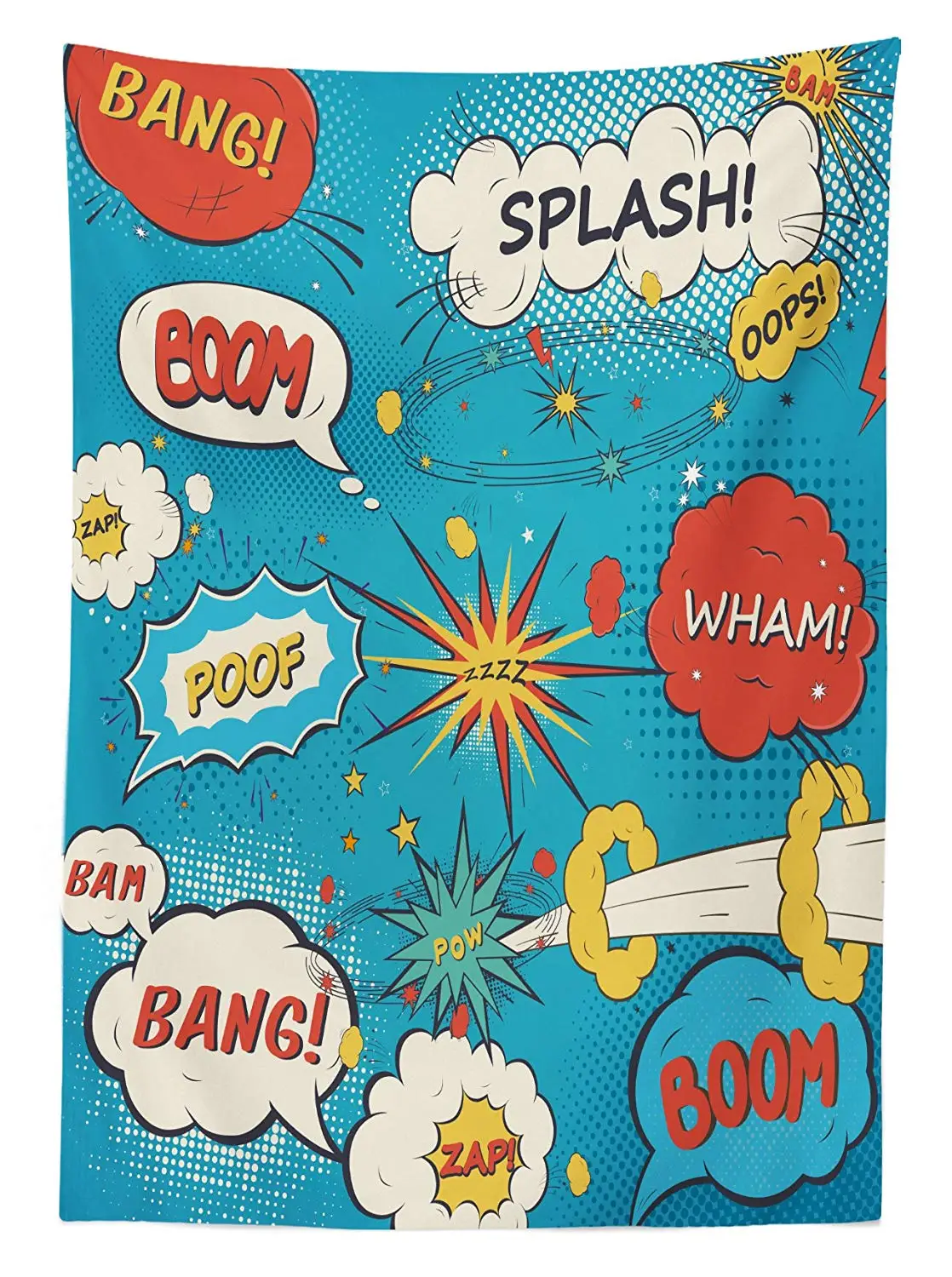 Супергерой уличная скатерть поп-арт Стиль комиксов пузыри слова забавные с
