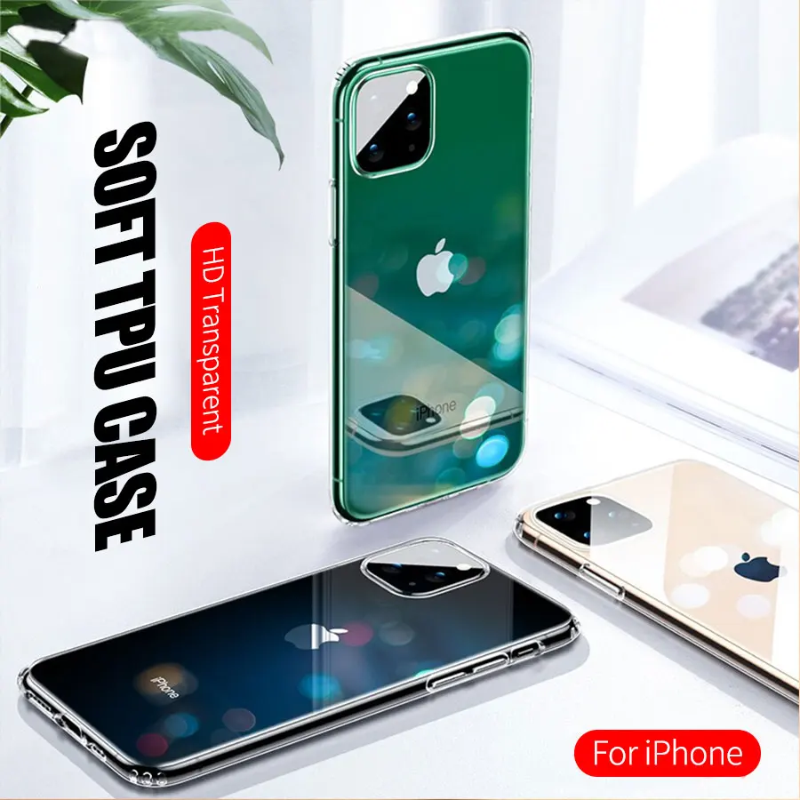 Прозрачный чехол для iphone 11, противоударный силиконовый чехол для iphone 11 Pro Max, мягкий чехол из ТПУ для iphone X, XR, XS, прозрачный чехол
