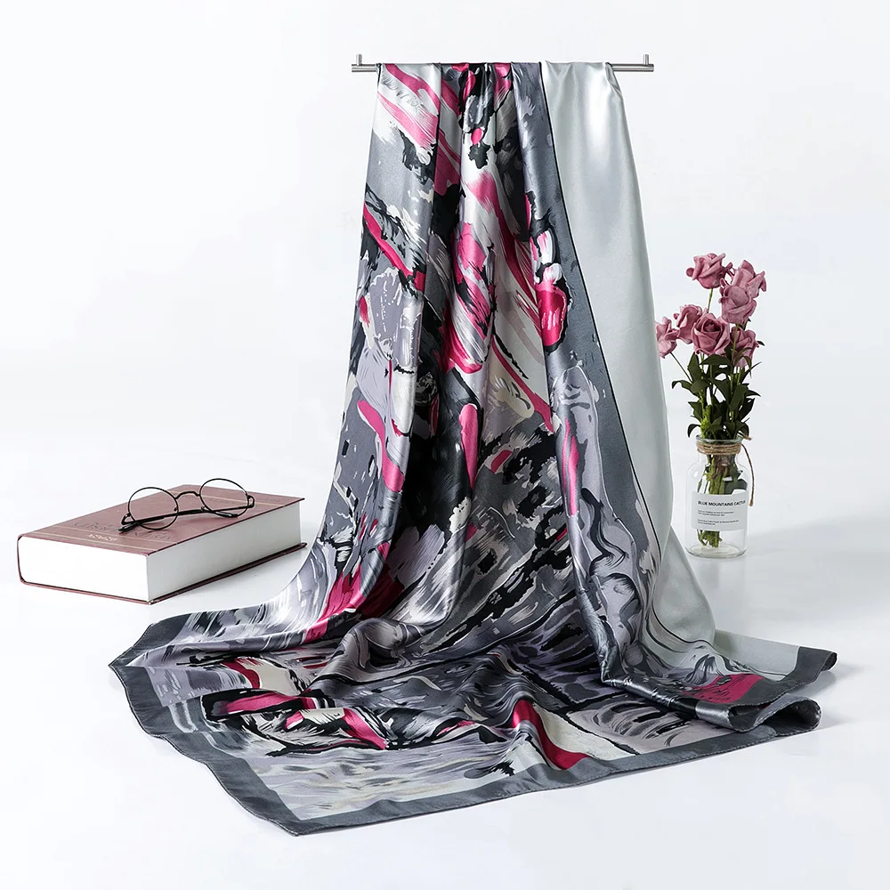 

Van Gogh's Oil Painting Silk Scarf 90*90cm Luxury Brand Women Printed Square Silk Square Scarves Ladies Bandana Hair Shawl