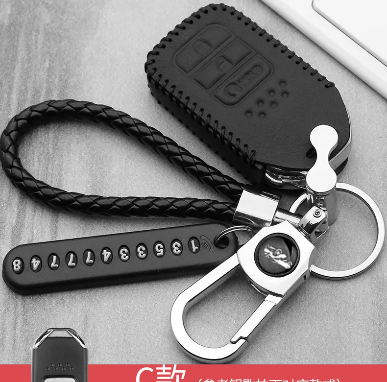 3 кнопки leatherCar ключ кармашек для часов чехол для Honda Civic CR-V HR-V Accord jade Crider Odyssey- дистанционная защита