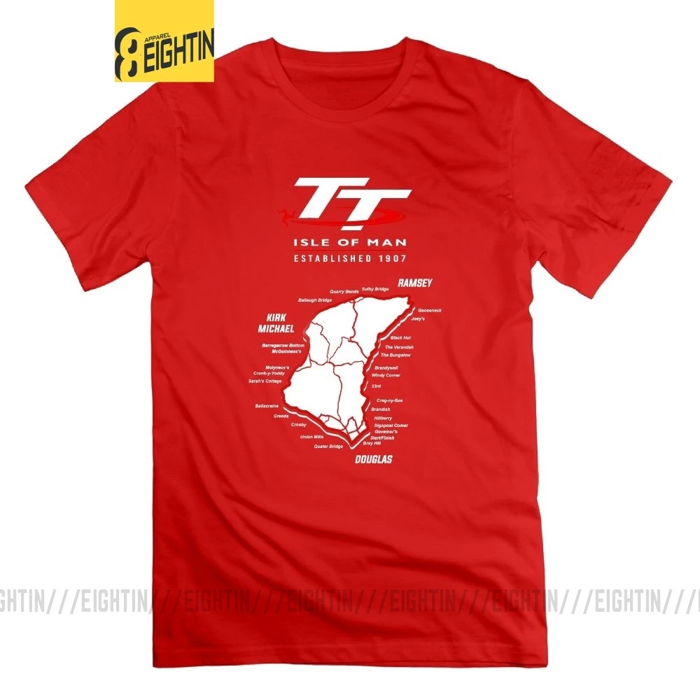 Isle Of Man TT мотоциклетные футболки мужские модные футболки с коротким рукавом из хлопка с круглым вырезом классические футболки - Цвет: Красный