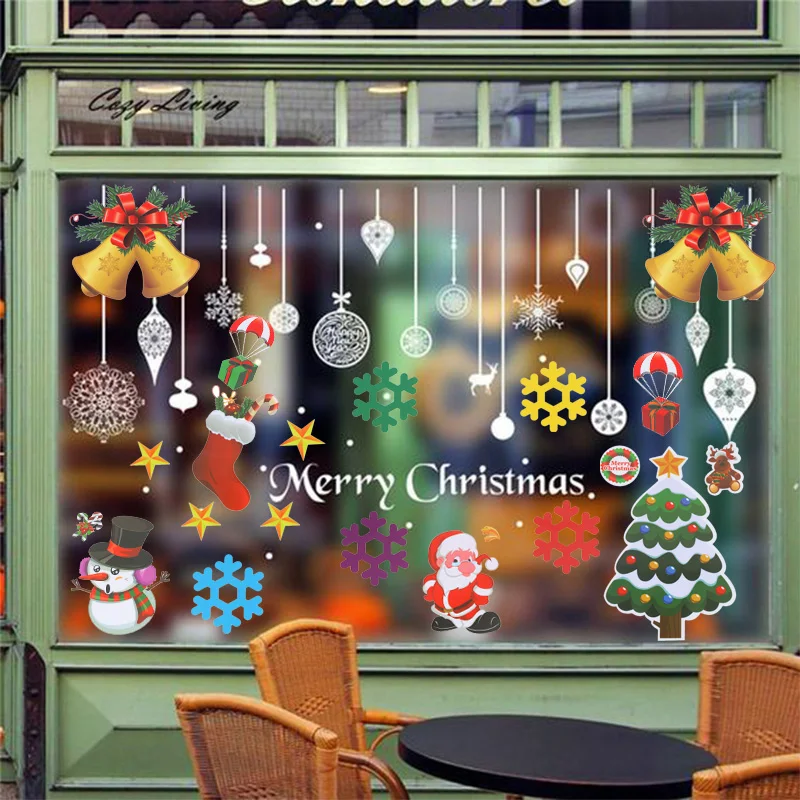 Рождественский фестиваль DIY веселые рождественские наклейки на стену s оконное