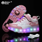 Размеры 28-43 ребенка с зарядкой от USB; Обувь для катания на роликах для маленьких мальчиков и девочек со светодиодной подсветкой светящиеся кроссовки обувь на колесиках