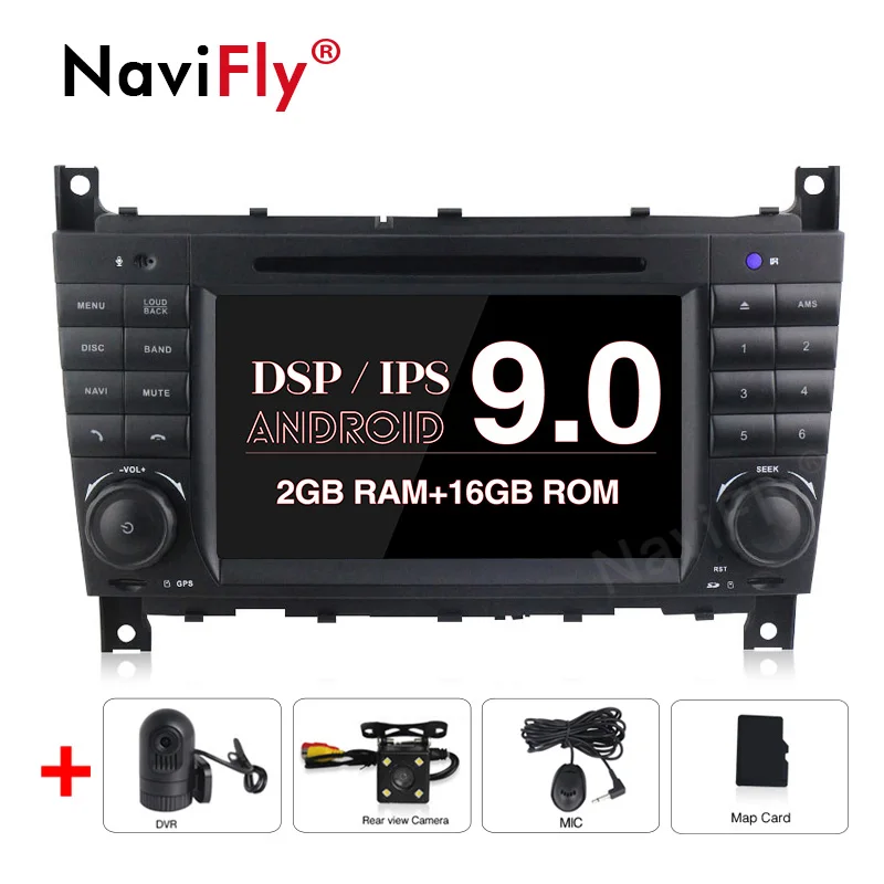 2GB-16GB-Cam-DVR NaviFly ips DSP Android 9 автомобильный dvd-плеер для Benz W203 W209 W219 A-Class A160 C-Class C180 C200 2 Din радио gps ADAS DVR Carplay - Цвет: 2GB-16GB-Cam-DVR