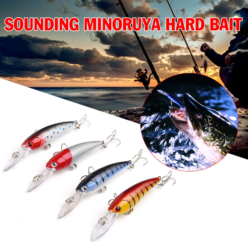 

4Pcs LEO 9cm 7.5g Soundable 3D Simulation Lure Bait Professional Fishing Lure Fishing Accessories Ocean Lake River Fishing Bait