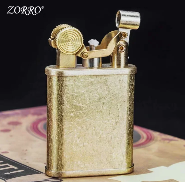 ZORRO Ретро латунный механический автоматический выталкивающий переключатель керосиновая Зажигалка бензиновая масляная Зажигалка-5,7 см 72 г