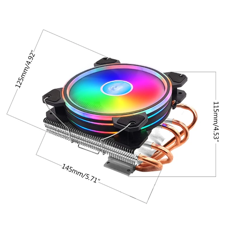 

RGB CPU Cooler Fan Silent PWM Fan Chassis Radiator for intel/amd/LGA 775/1156