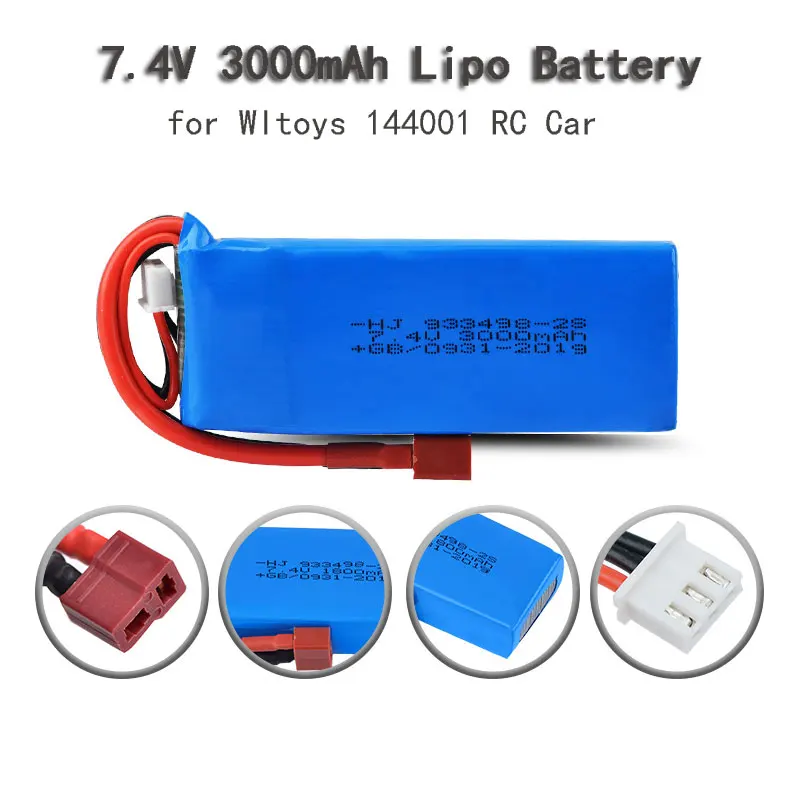 

Upgraded 7.4V 3000mAh 1500mAh 2S Lipo Battery T Plug For Wltoys 144001 12428 12427 1/14 1/12 RC Car Boat Lipo Battery rc Parts
